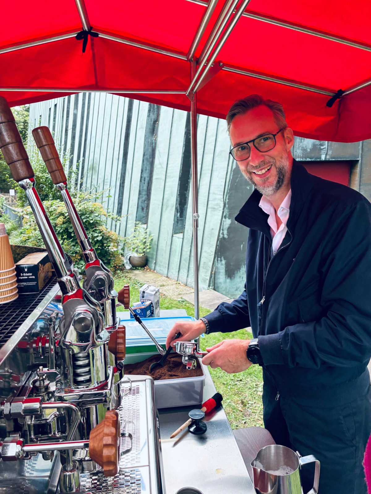Christoph Seese am Coffee Bike bei den Hamburger Stiftungstagen